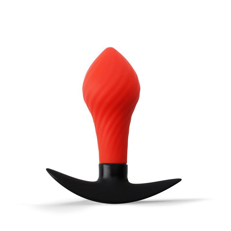 RudeRider Inflatable Butt Plug Black/Red with Steel Ball inside