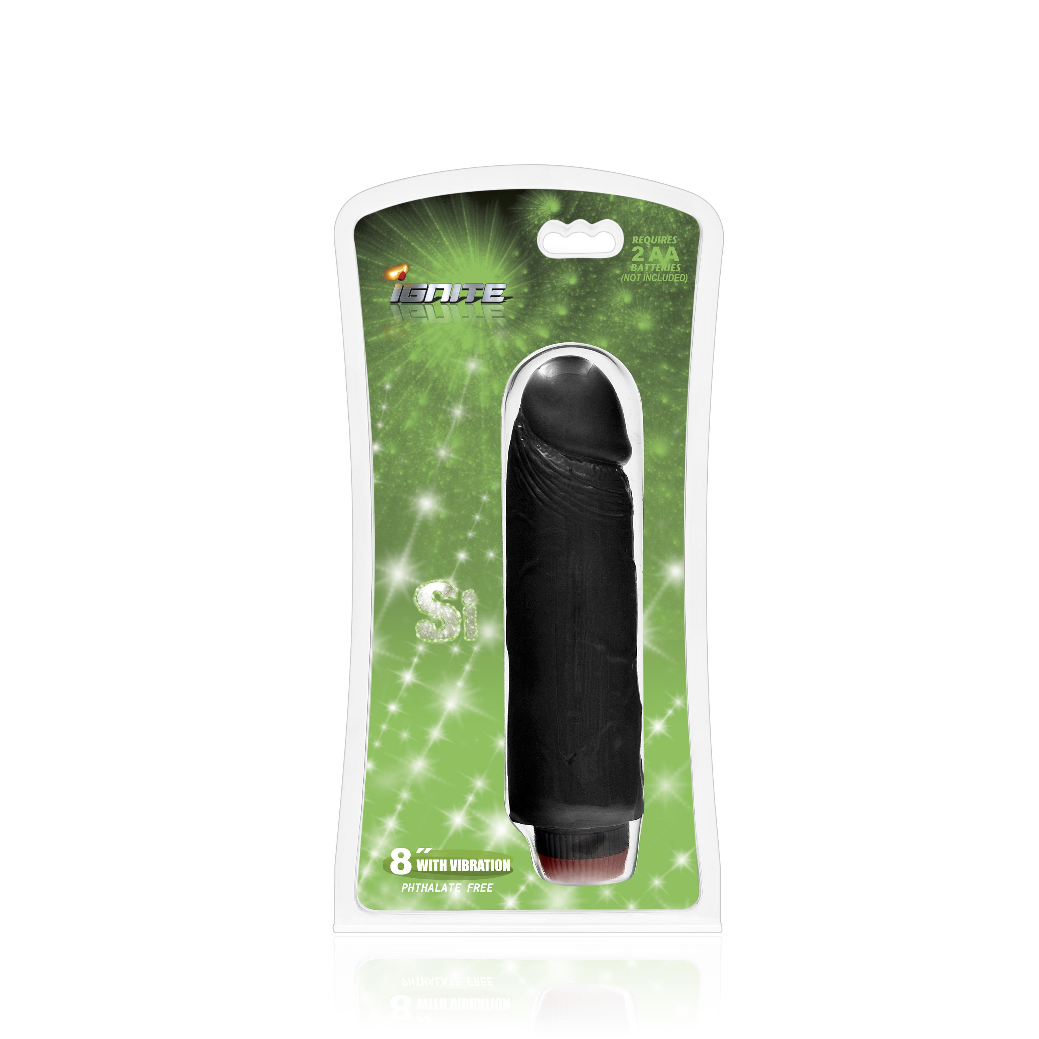 SI IGNITE Vibrator Cock RICKY, Black, 20 cm