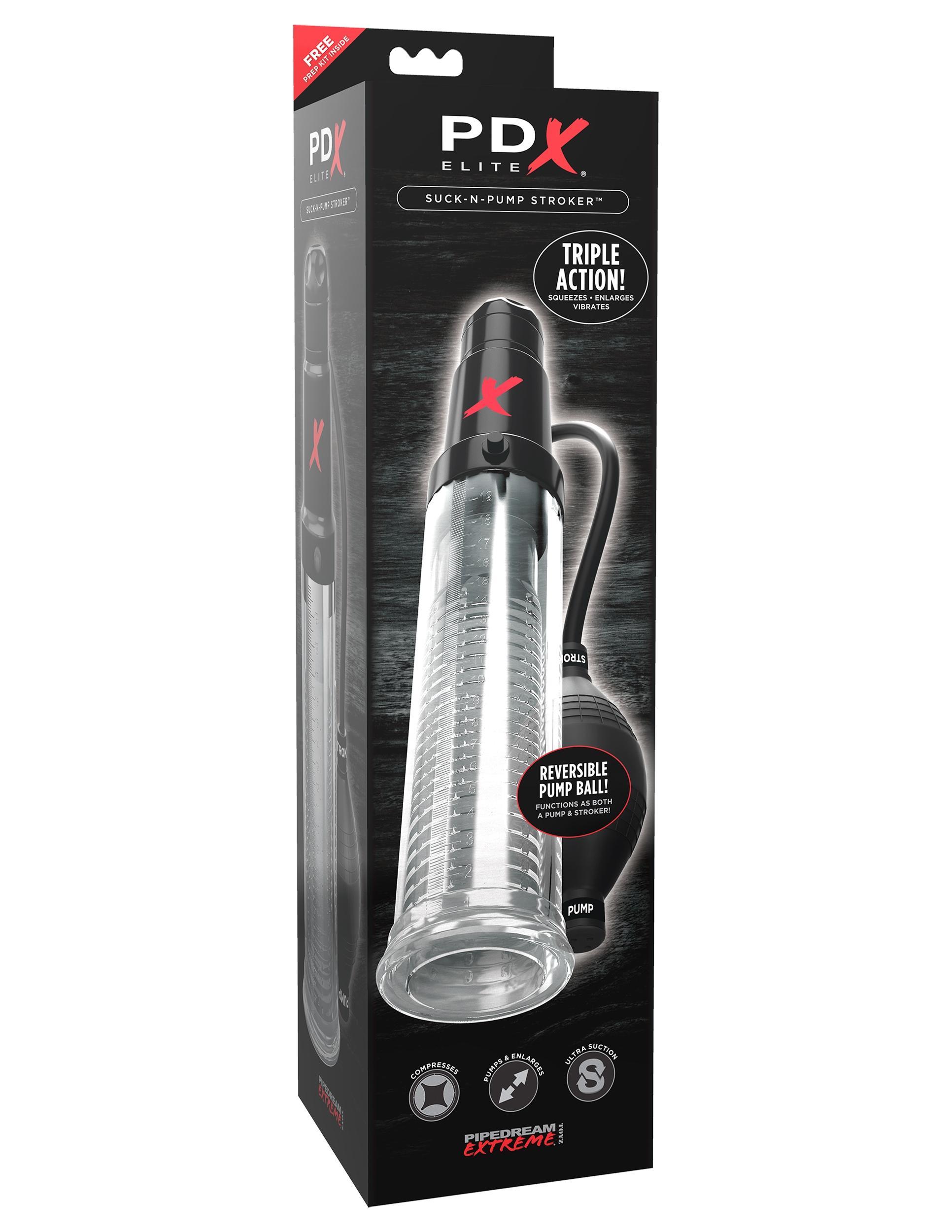 PDX Elite, Suck-N-Pump Stroker, Penis Pump, Black