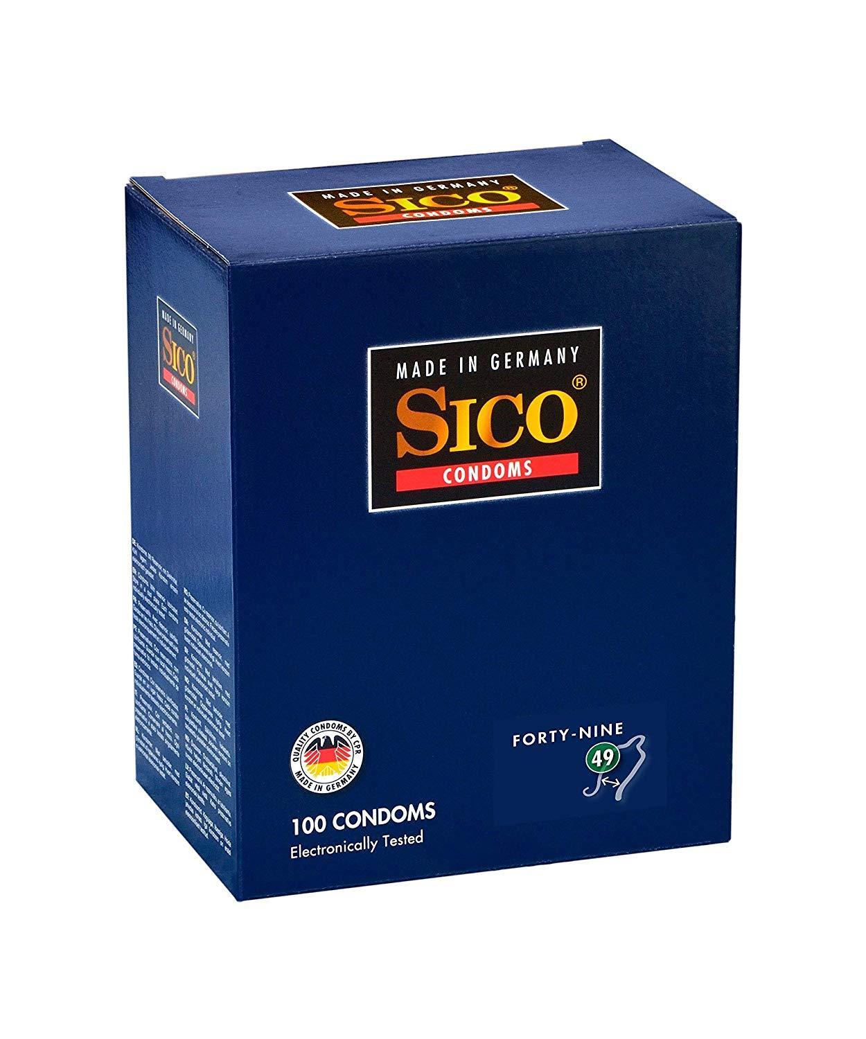 SICO 49 Size, Latex, Clear, 18 cm (7 in), Ø 4,9 cm (1,9 in), 100 Condoms