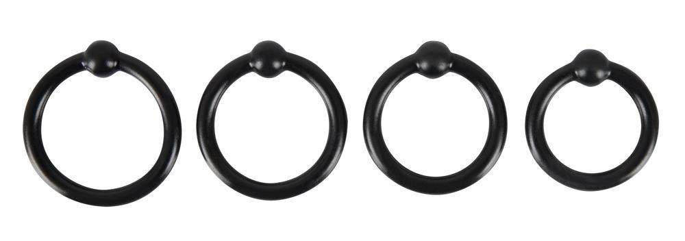 Rebel Silicone Cockring Set, 32 mm, , Black, 4 pcs