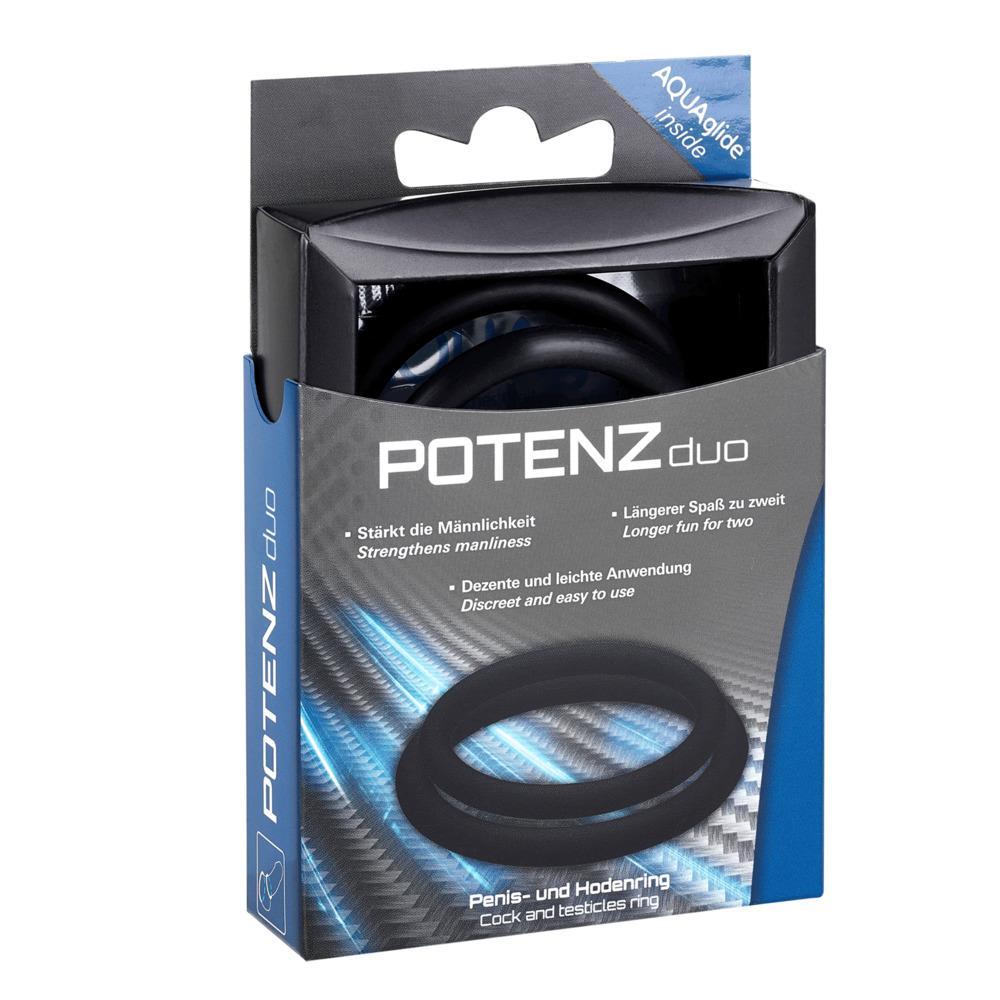 POTENZduo Cock & Ball Potency Ring, Black, Medium