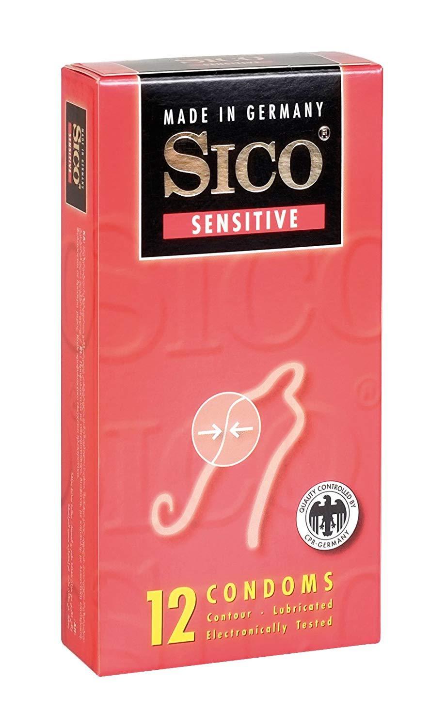 SICO Sensitive, Extra Thin, Latex, 18 cm (7 in), Ø 5,2 cm (2,0 in), 12 Condoms