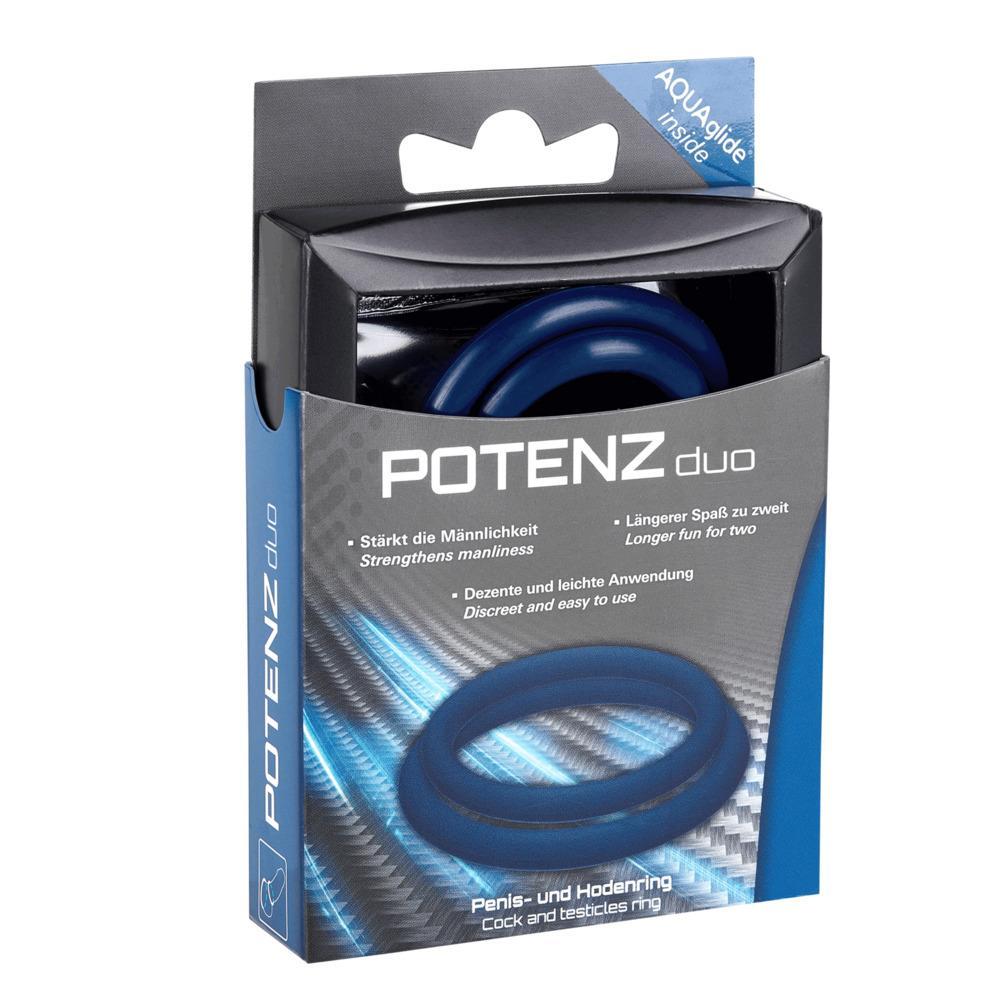 POTENZduo Cock & Ball Potency Ring, Blue, Medium