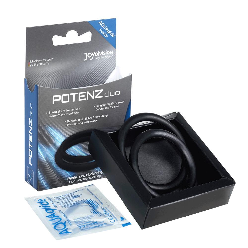 POTENZduo Cock & Ball Potency Ring, Black, Medium