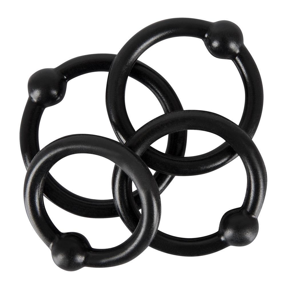 Rebel Silicone Cockring Set, 32 mm, , Black, 4 pcs