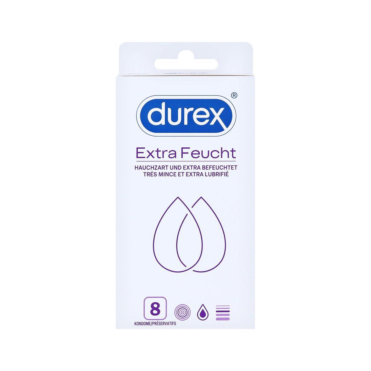 Durex Extra Feucht Condoms 8 pcs, with reservoir, extra moist, Ø 56mm, 190mm