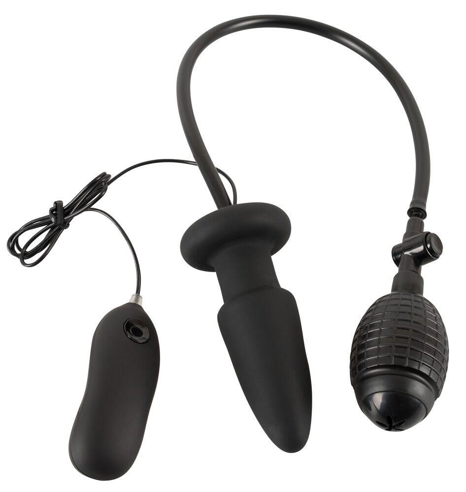 Inflatable Vibrating Butt Plug, Black