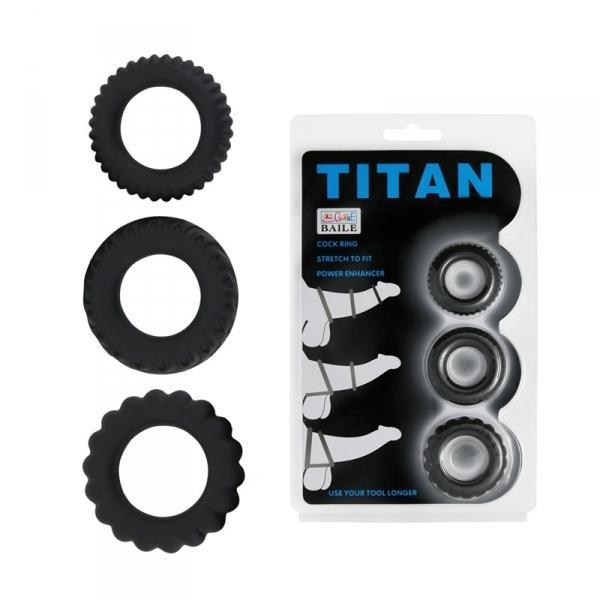 Titan 3 Silicone Cockrings, (¯ 19, 24, 28 mm), Black