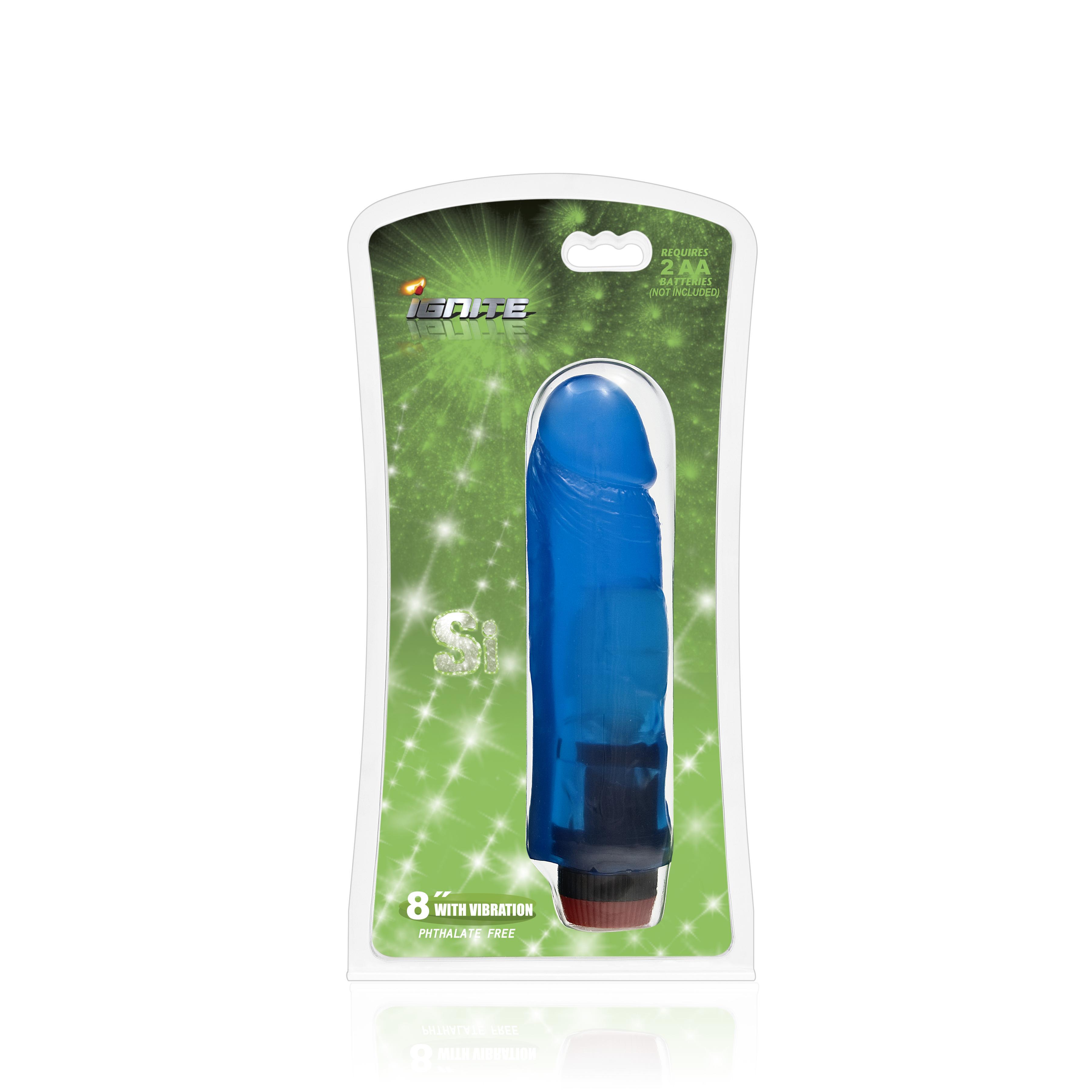 SI IGNITE Vibrator Cock RICKY, Blue, 20 cm