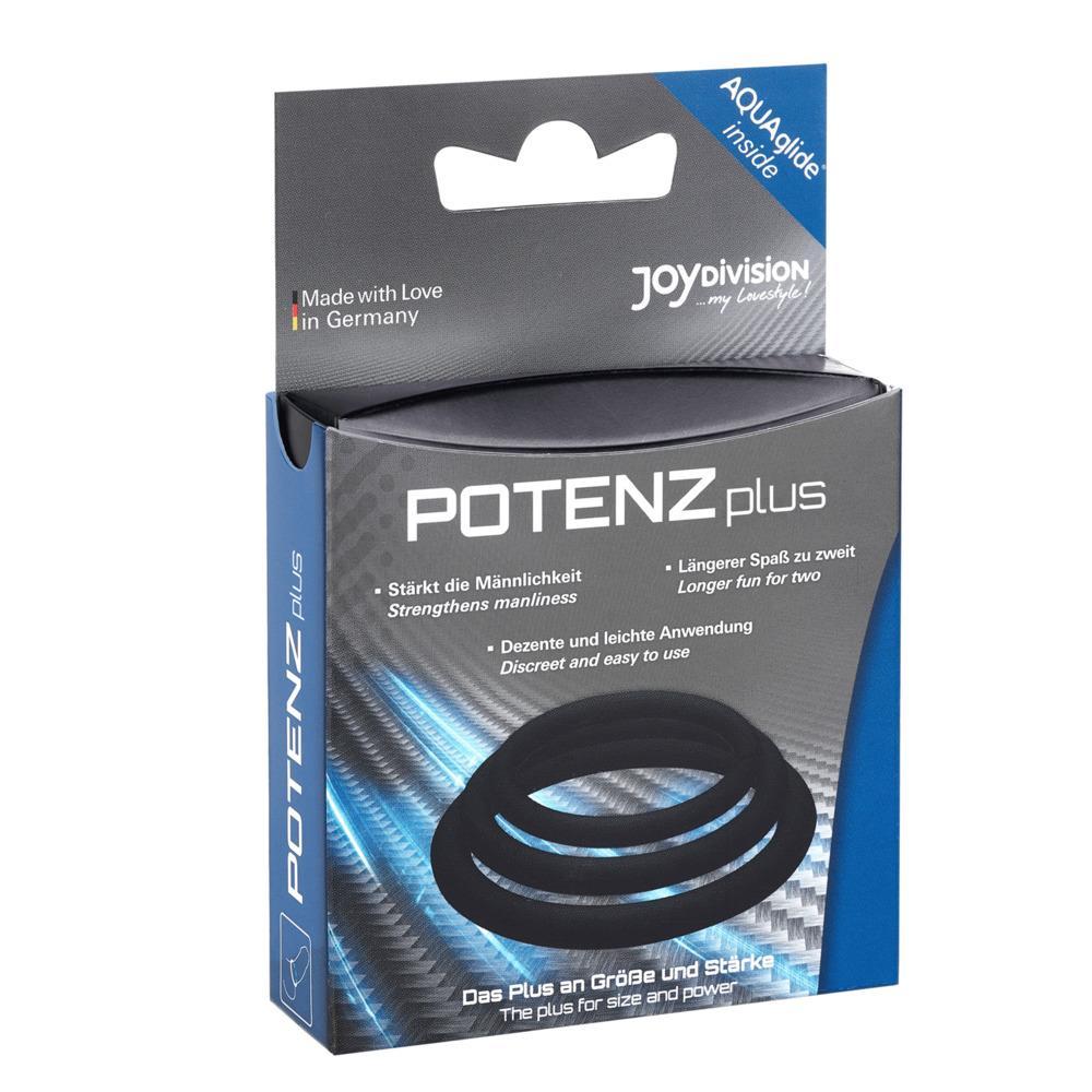 POTENZplus Cock & Ball Potency Ring, 3 pcs (S, M, L), Black