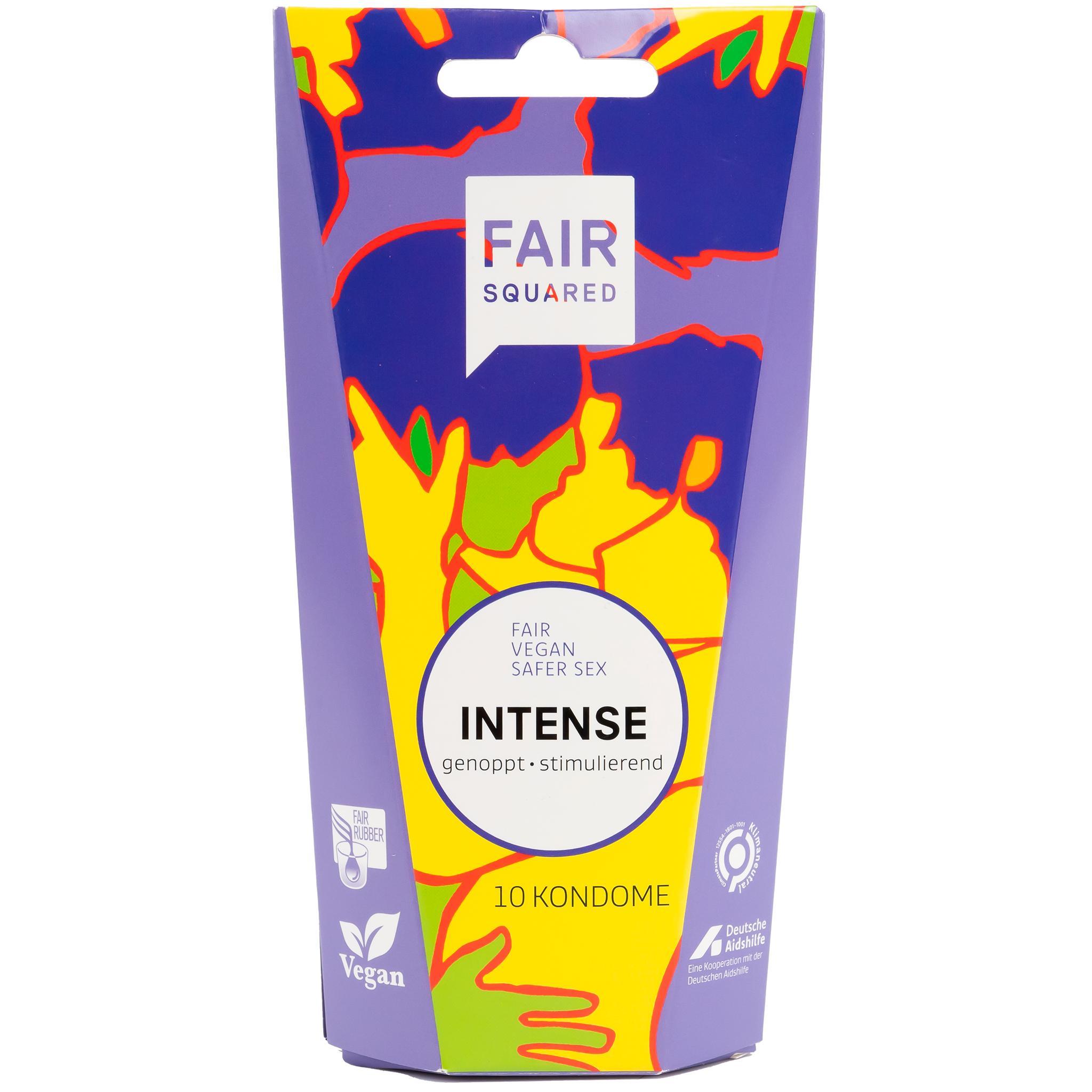 FAIR SQUARED Intense Condoms, Vegan & Fair Trade, 18 cm, 50 pcs