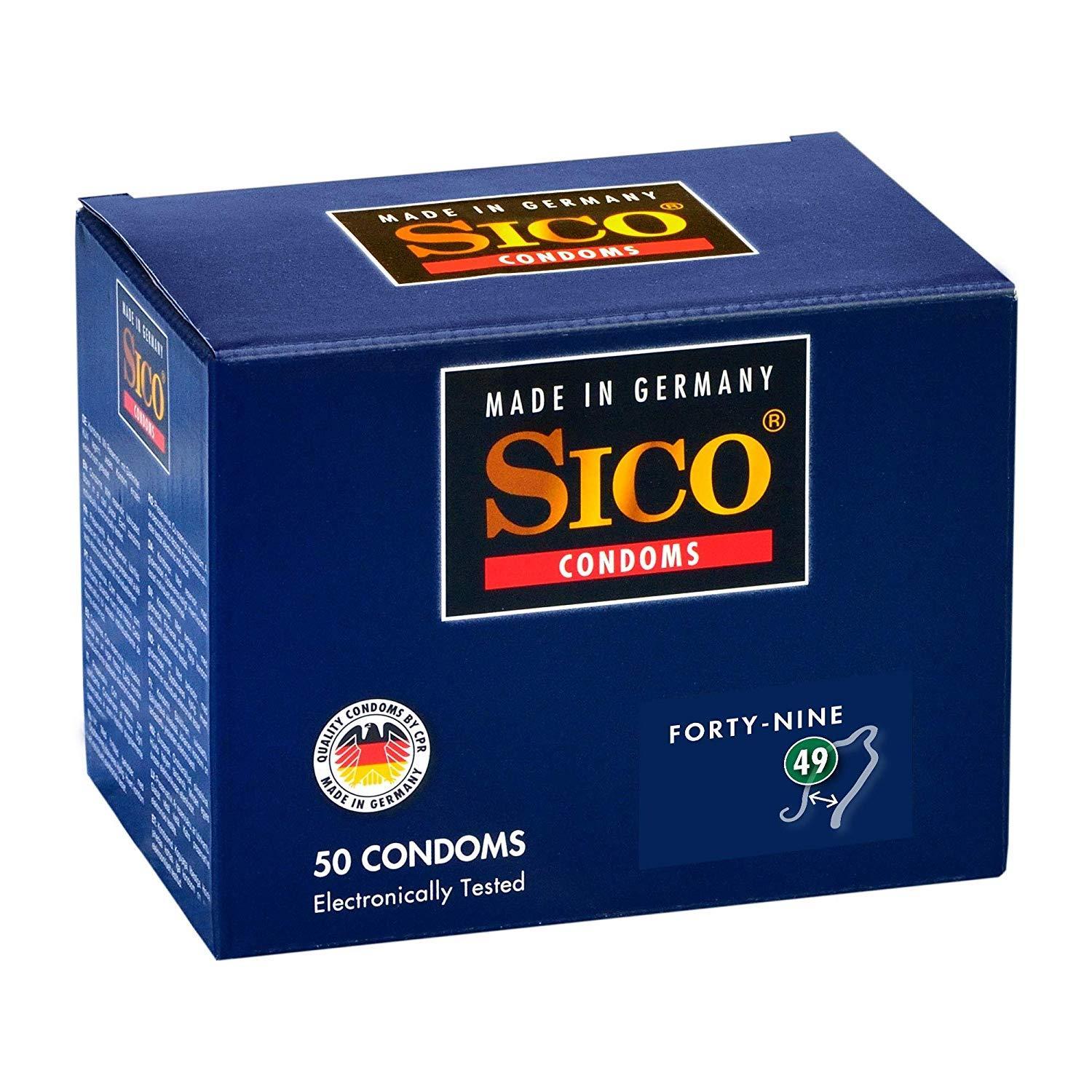 SICO 49 Size, Latex, Clear, 18 cm (7 in), Ø 4,9 cm (1,9 in), 50 Condoms