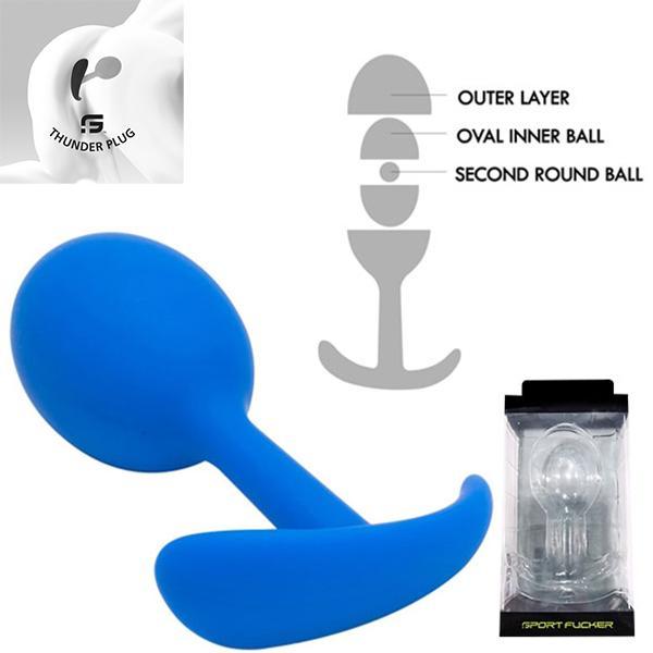 Sport Fucker Thunder Butt Plug, 11,4 cm, Blue