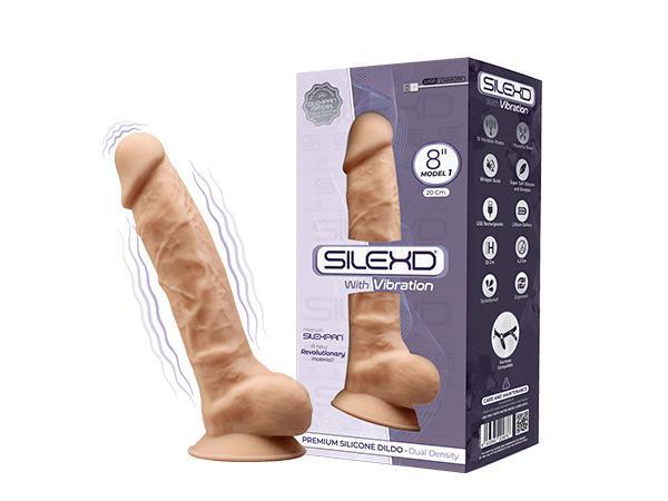 SILEXD Premium Silicone Dildo Model 1 Vibration, 20 cm, Flesh