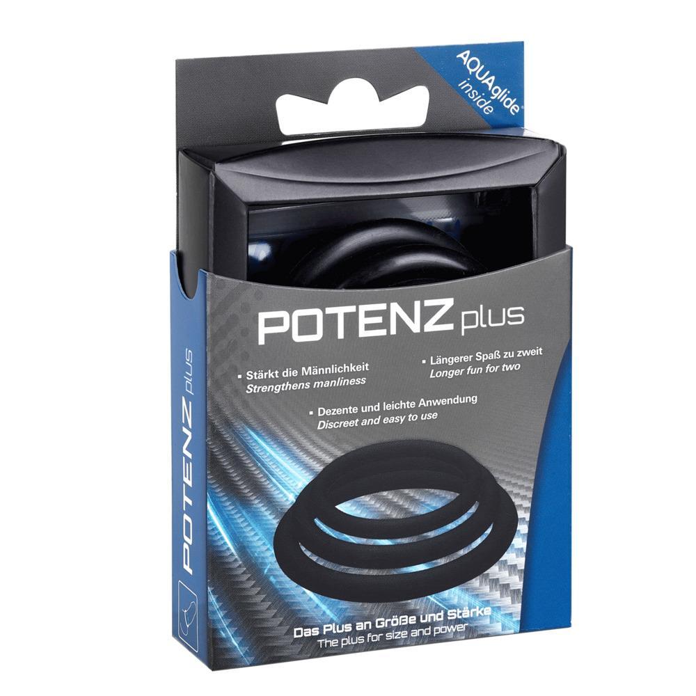 POTENZplus Cock & Ball Potency Ring, 3 pcs (S, M, L), Black